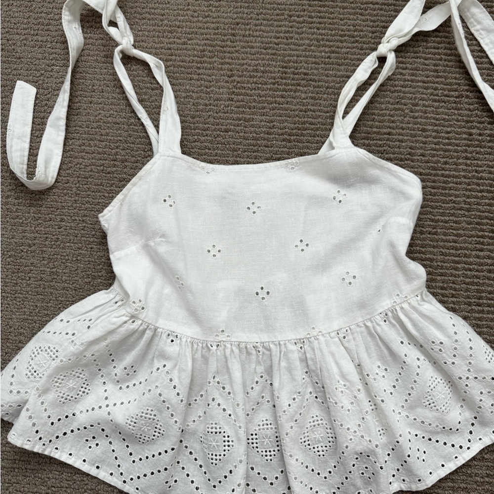 Madewell White Eyelet Crop Top